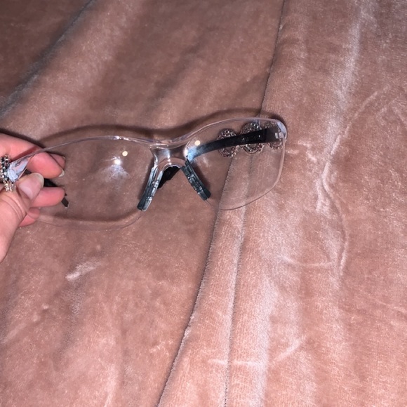 Frozone blue y2k frameless sunglasses glasses with silver rhinestone pattern - Picture 5 of 6